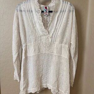 Ladies Johnny Was Boho Lace Tunic Top - Sz Medium